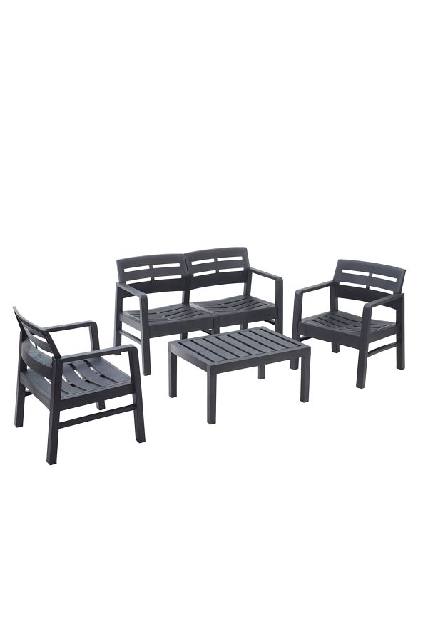 Progarden-Terrace/garden furniture set, JAVA, 4 pieces, polypropylene, anthracite, 2 sofa, 2 chairs, table 1