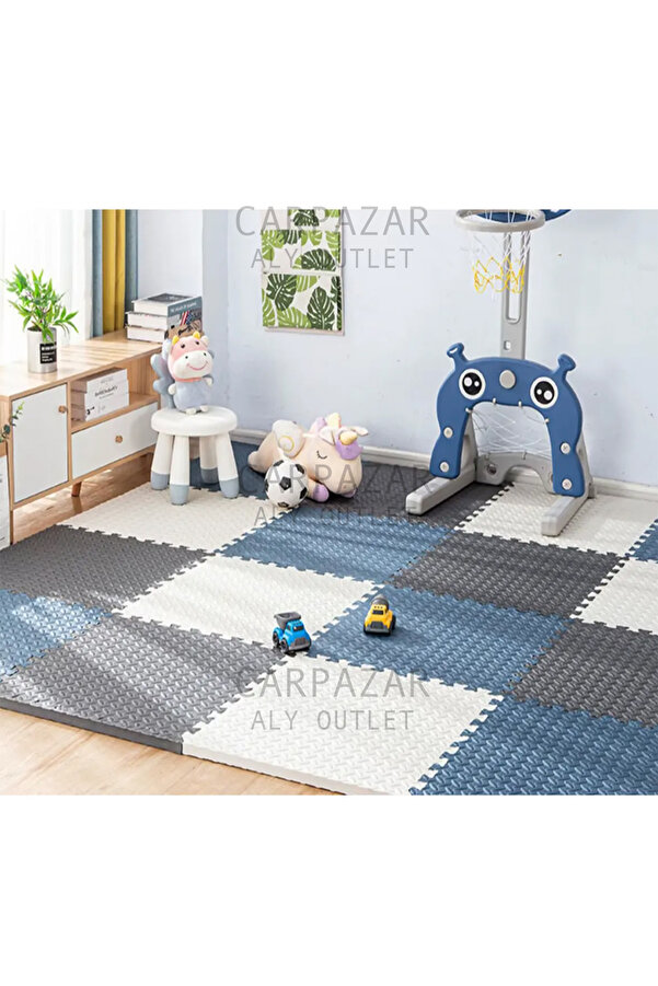 CARPAZAR Tatami Eva Mat Çocuklar İçin Köpük Halı Matı Puzzle Geçmeli Oyun Spor Kaymaz Mat 16 adet 50x50 13mm
