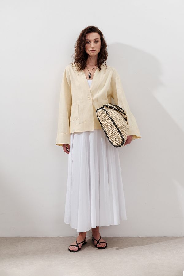 Manuka-Partial Wide Cotton Skirt Ecru 1