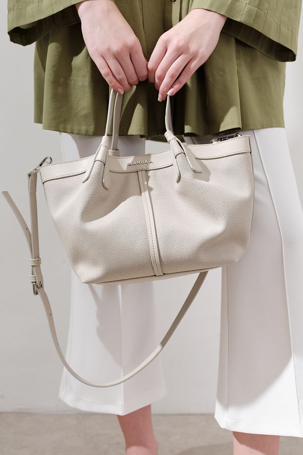 Manuka-Canvas Stitched Mini Bag with Detail 1