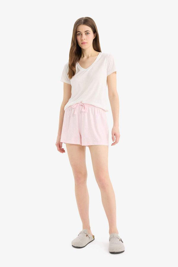 DeFacto-Regular Fit Elastic Waist Shorts Pajama Bottoms-Fall in Love E7362Ax25Sm 1