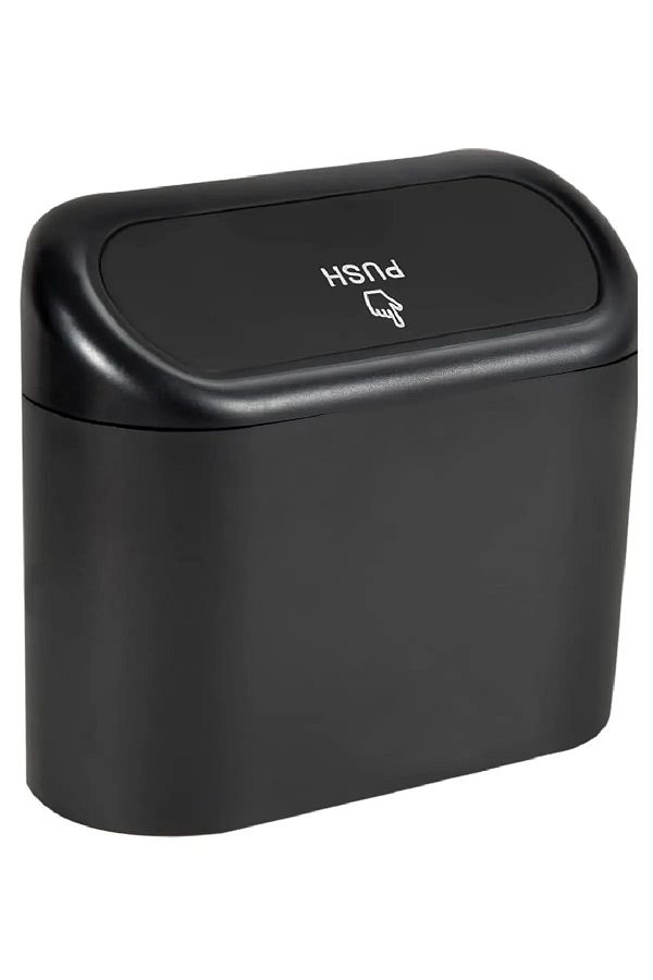 Miu-Auto Vehicle Garbage Bin Spring Loaded Lid Liquid Proof Trash Can Black Color 1