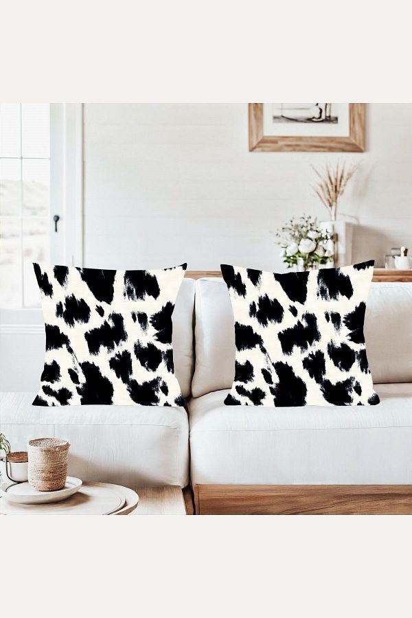 on the clouds-Black and White Spot Patterned Combination Hidden Zippered Throw Pillow Cover Sofa Pillow Case Set (2Pcs) 1
