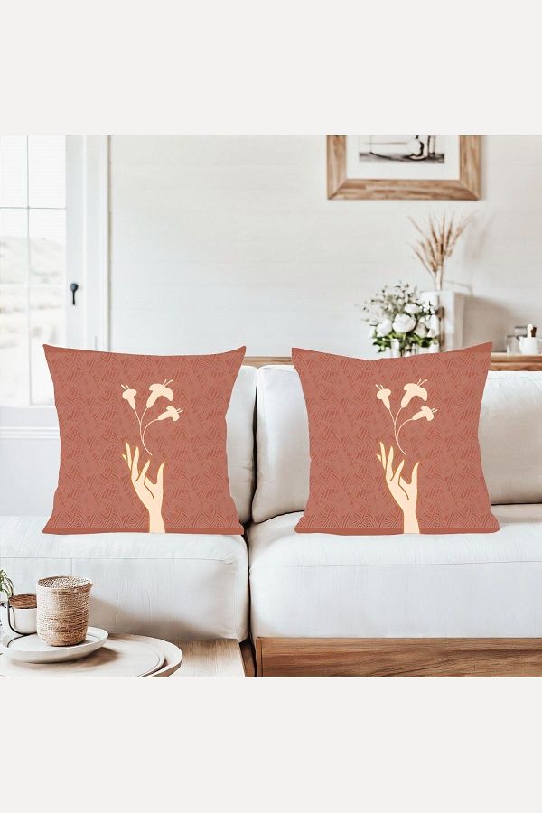 on the clouds-Nordic Flower Patterned Hidden Zippered Throw Pillow Cover Sofa Pillow Case Set (2Pcs) 1