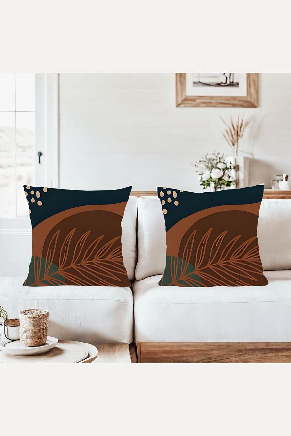 on the clouds-Soft Floor Coffee Leaf Pattern Combination Hidden Zipper Throw Pillow Cover Sofa Pillowcase Set(2Pcs) 1