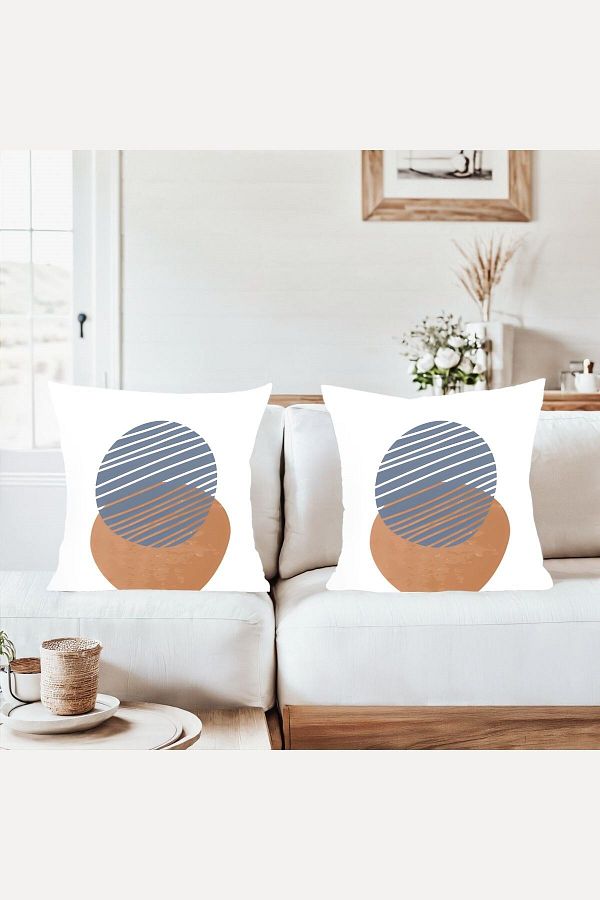 on the clouds-Bohemian Striped Circle Pattern Combination Hidden Zipper Throw Pillow Cover Sofa Pillow Case Set (2Pcs) 1