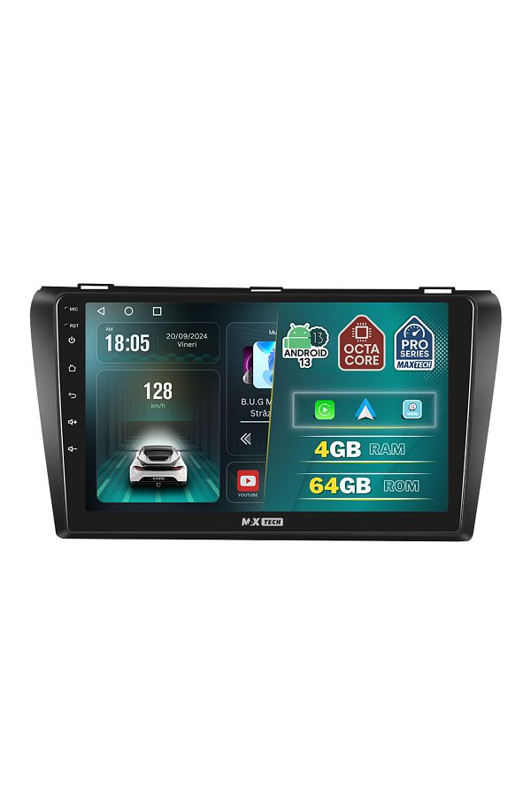 MaxTech-Navigation Mazda 3 2006-2012 dedicated, 4 GB Ram 64 GB Rom OctaCore, Carplay & Android auto, 9" 1