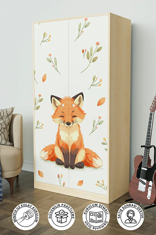 Hediyeler Kapında Foxie Design "Calista" Gardırop 5 Raflı Askılı Çocuk Odasi Elbise Dolabı