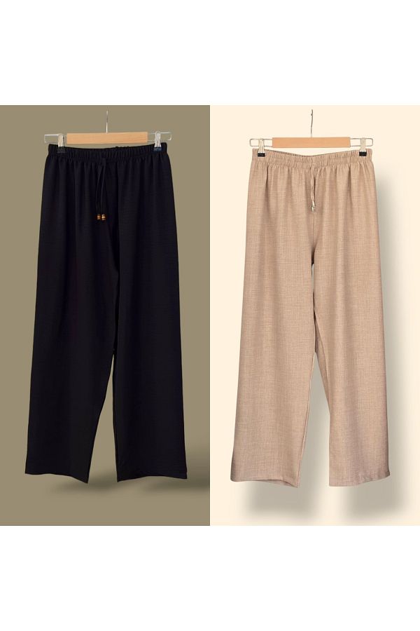 ENDAMIM-2-Piece Linen Pant Large Size Comfortable Fit Without Bucket with Elastic Waist 1