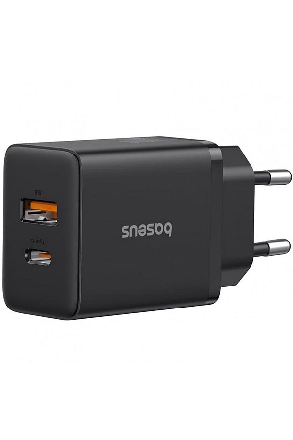 Baseus-Incarcator Retea Baseus Cube P10111404113-00, 30W, 2.4A, 1 x USB-A - 1 x USB-C (Negru) 1