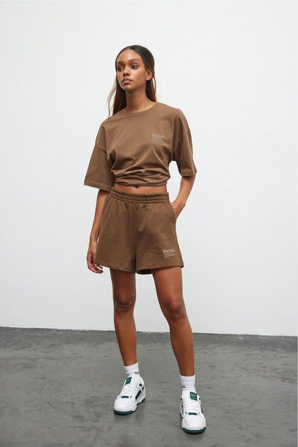bases.-Cotton Puff Printed Knitted Shorts with Elastic Waist 1