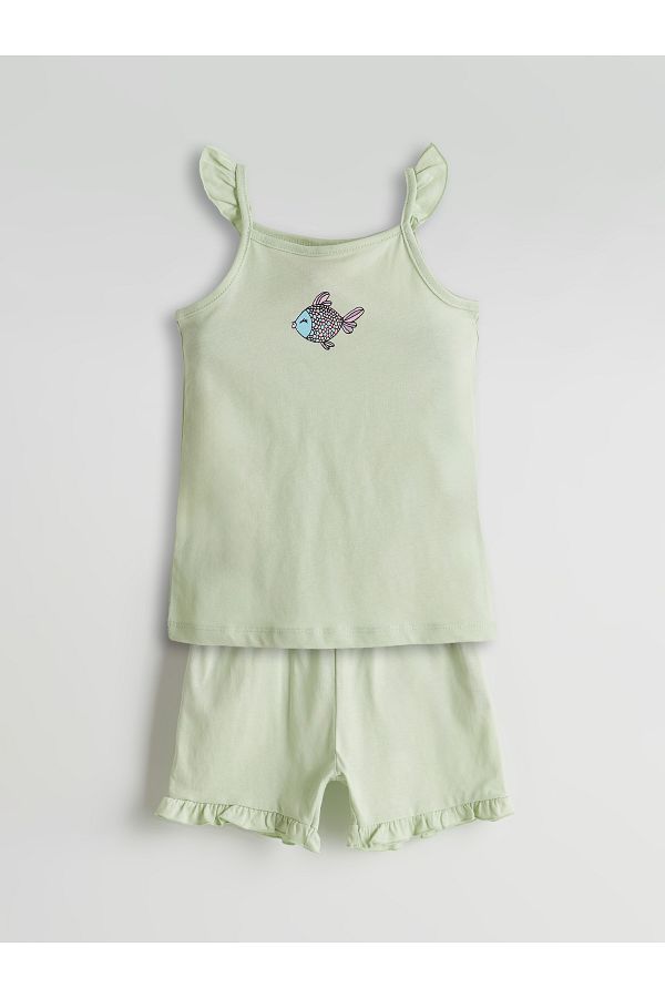 LC Waikiki-Bedrucktes Baby-Mädchen-Unterhemd und Shorts im 2er-Pack 1