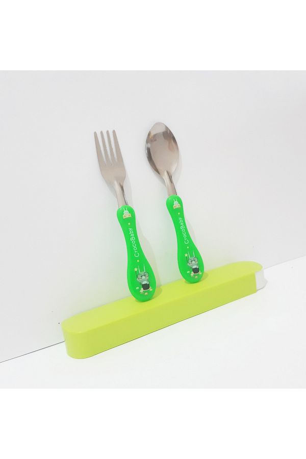 renkli çiçekler-Fork Spoon Cartoon Patterned Fork Spoon Set for Kids 1