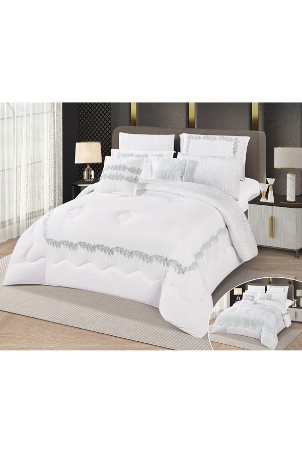 HOURS-Horse Macrofiber 4-Piece Comforter Set, Double-Sided, Embroidered with a Classy Pattern, Cornelia-004 1