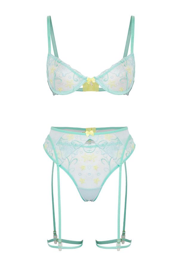 Trendyol Collection-Μέντα τούλι ζαρτιέρες, λεπτομέρεια με λουράκι πλεκτό εσώρουχο THMSS25CC00034 1
