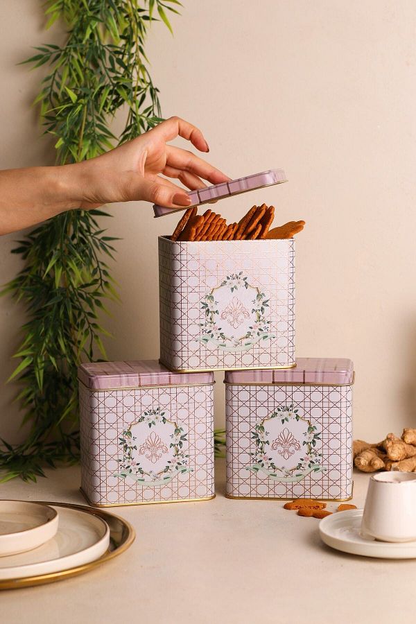 EVLE-Erb36U7 Rectangular Storage Container 8 X 12 X 12 Cm, Set of 3, Rosy 1
