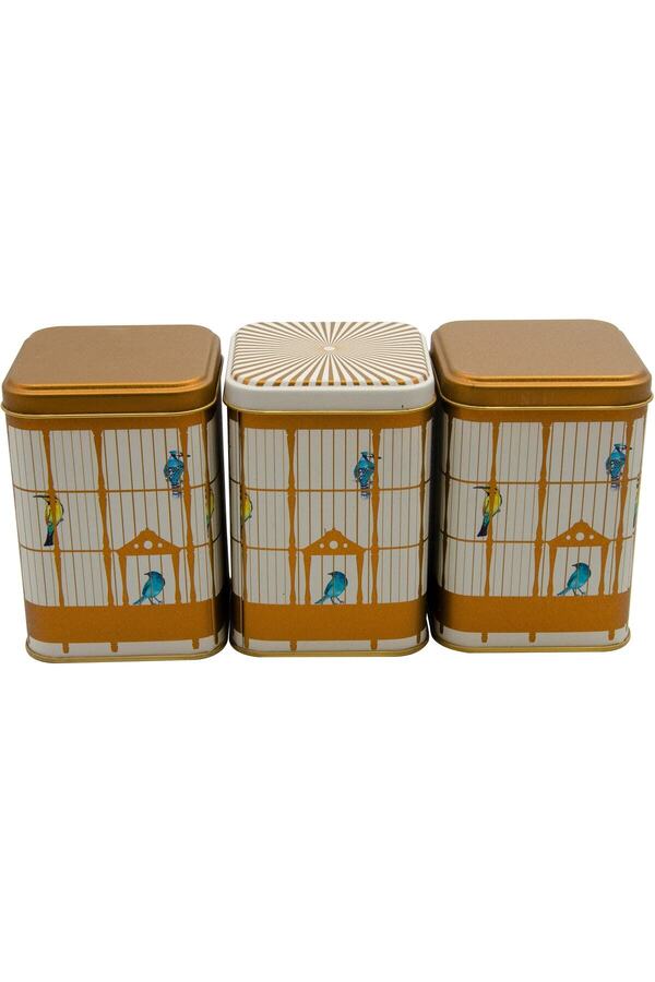 EVLE-Erb25t7 Square Metal Storage Container 87x87x125, Set of 3, Bird Cage 1