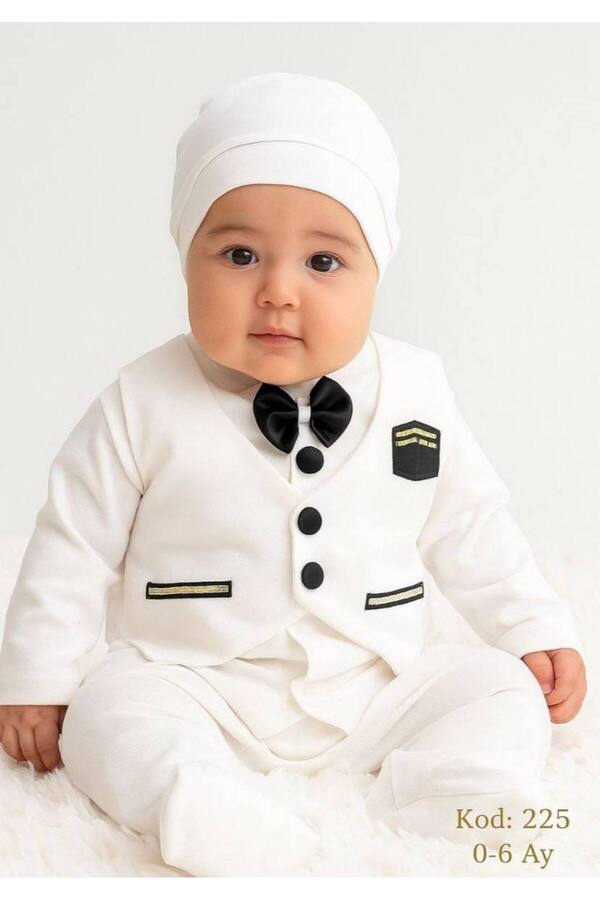 Ponpon Baby Erkek bebek mevlüt takımı 6 parça sünnet seti kabe nakışlı bebek hediyelik set