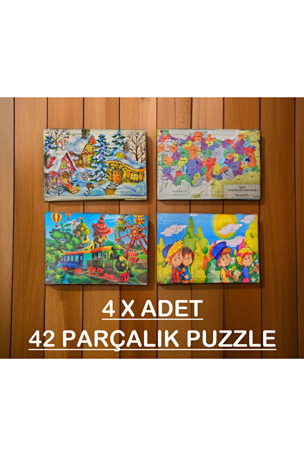SaygılıOfis 42 Parça Eğitici Ve Öğretici Çocuk Çocuklar Için Puzzle Yapboz Yap Boz 4 Adet