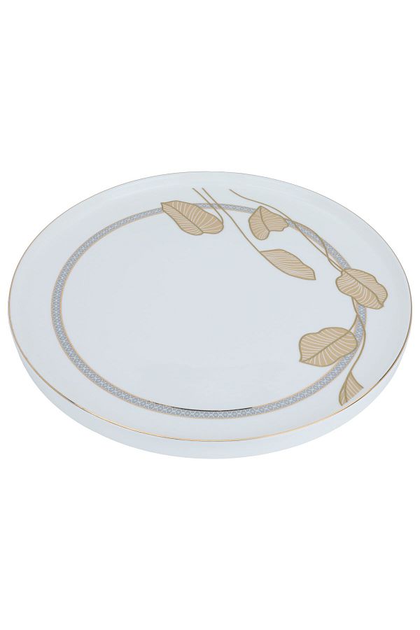 Alsaif Gallery-A set of white circular serving plates with a floral pattern with gold, 16 pieces 1