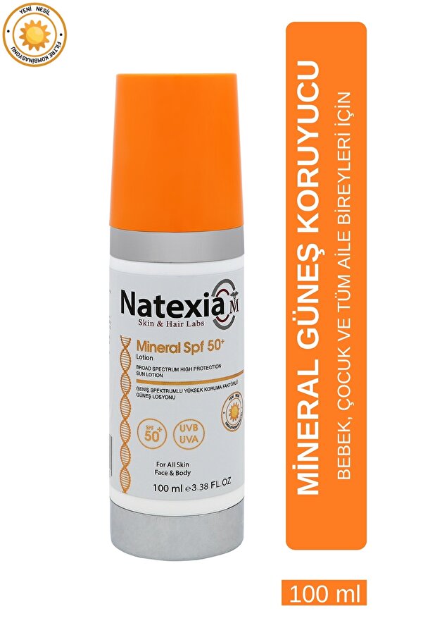 NatexiA Bebek, Çocuk ve Tüm Aile Bireyleri için Mineral Güneş Koruyucu SPF50+ Losyon 100 ml