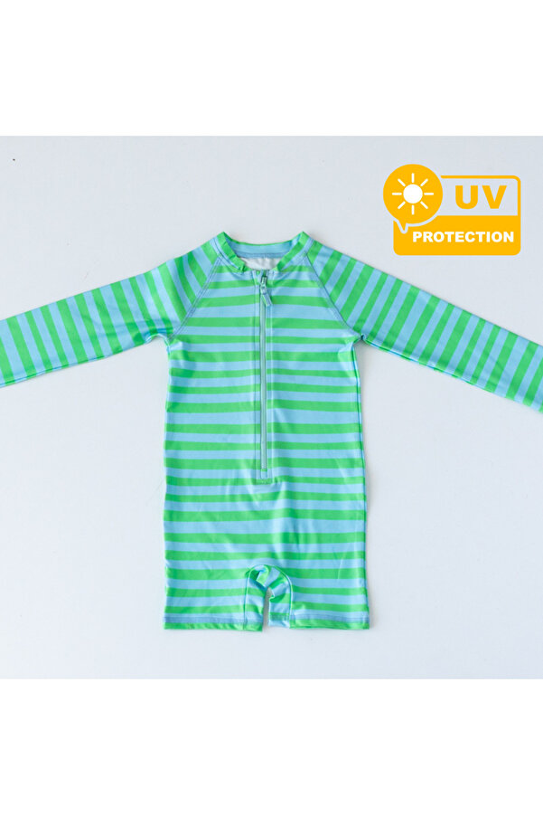 Mama Yoyo Baby Kids Önden Fermuarlı - Tulum Mayo - Çizgili