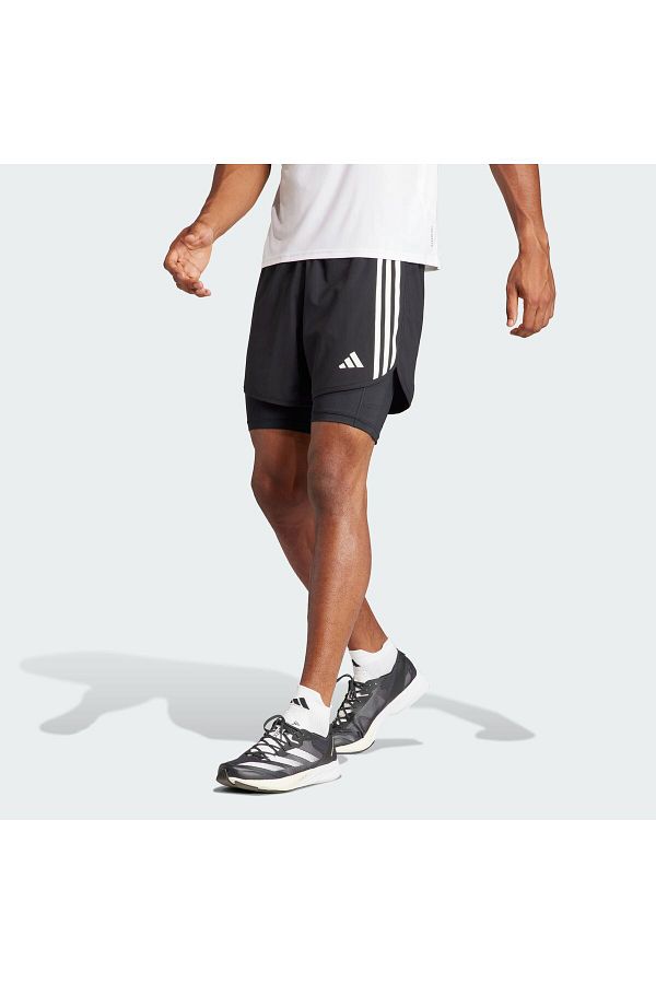 adidas-Own the Run 3-Stripes 2-in-1 Shorts 1