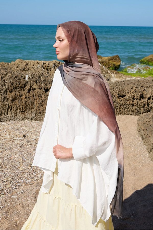 Modakaşmir-Gradient Pattern Moon Shawl 1
