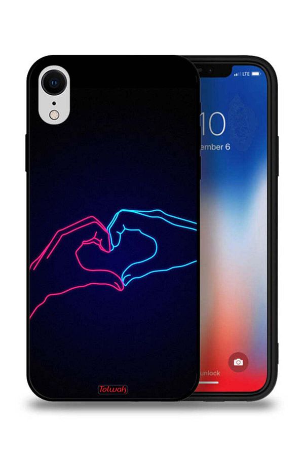 Tolwak-Apple iPhone XR Protective Case Touching Hand Making Heart 1