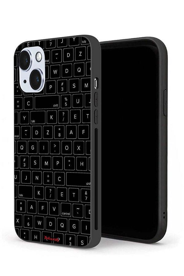 Tolwak-Apple iPhone 14 Plus Protective Case Random Keyboard Keys Pattern 1