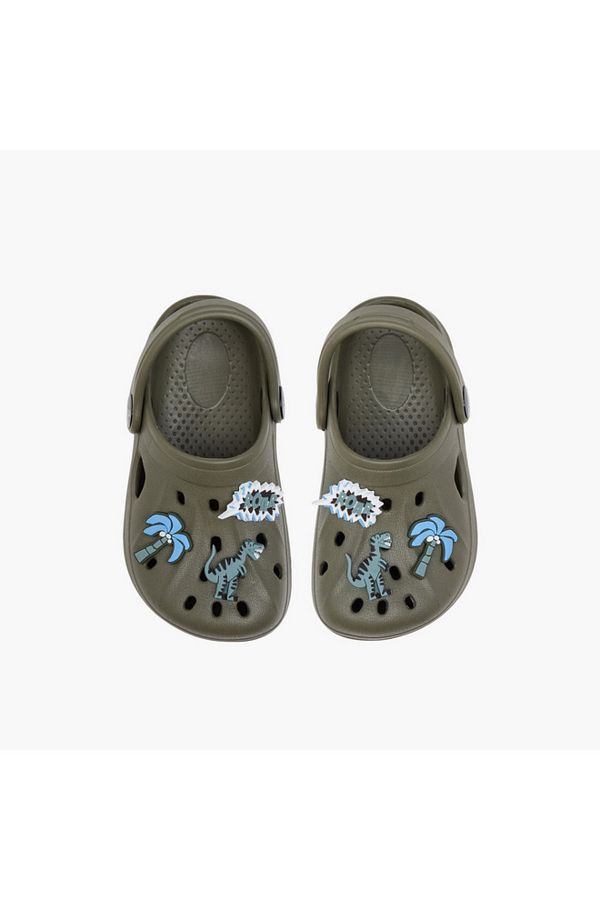 Aqua-Dinosaur Applique Clogs with Backstrap 1