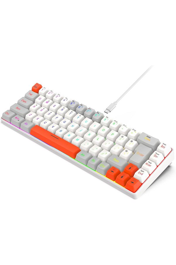 ROCK POW-60% Wired Gaming Keyboard, RGB Backlit Mini Keyboard, Waterproof Small Ultra-Compact 68 Key 1