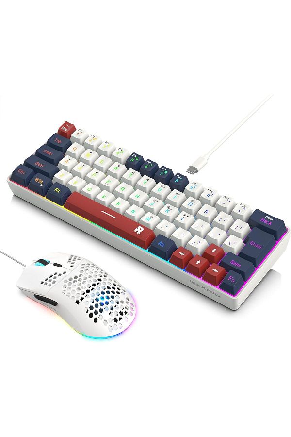 ROCK POW-Wired Gaming Keyboard and Mouse Combo, 60%, RGB Backlit 1