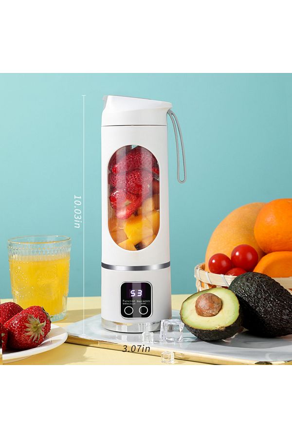 Choice-White LED display mixer, 450ml USB rechargeable portable milkshake mixer - equipped with a 12 piece 1