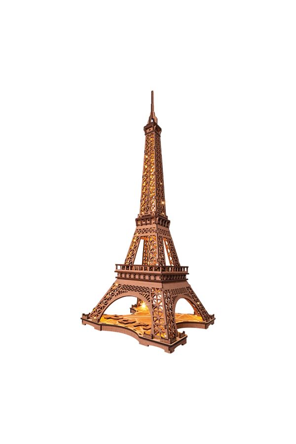 Robotime-Lampă de noapte Turnul Eiffel - Puzzle mecanic 3D din lemn - 164 de piese 1