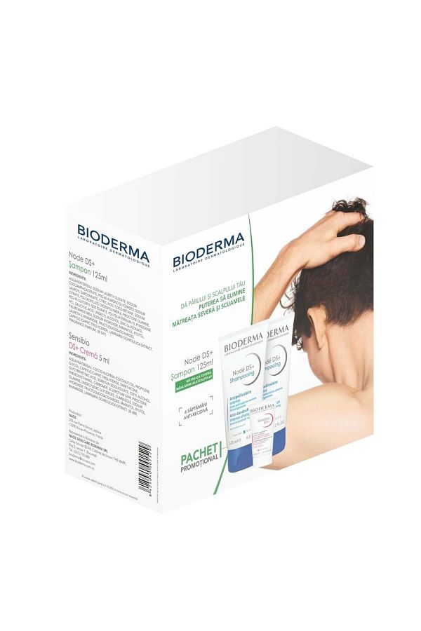 Bioderma-Pachet șampon Node DS+, 2 x 125 ml + cremă Sensibio DS, 5 ml, Bioderma 1
