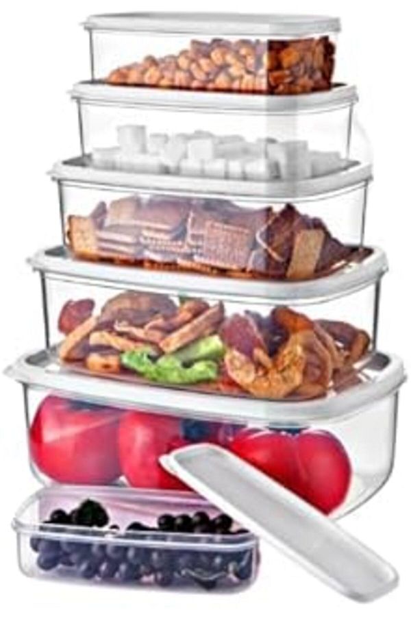STOREMAX-Aes Home Set of 6 Rectangular Storage Containers - Plati Series White 1