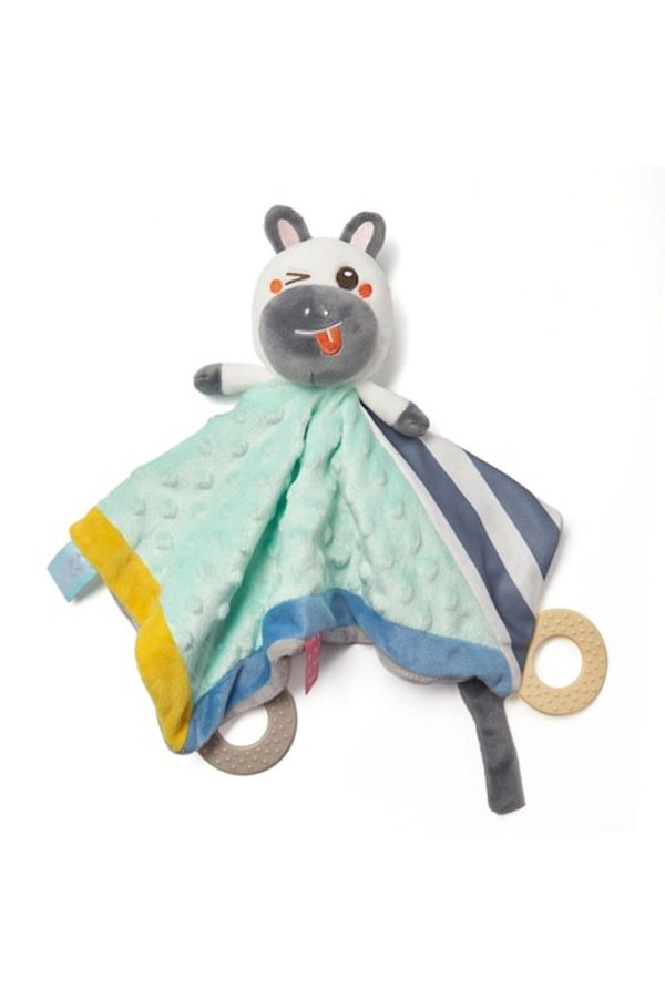 tumama-Interactive Baby Comfort Blanket Toy - Zebra Model with Teether Rings 1