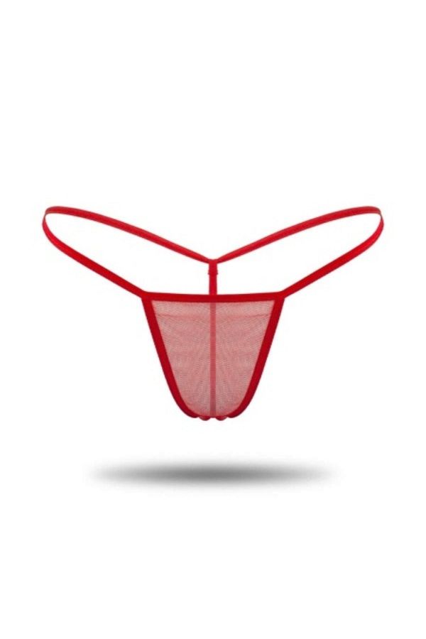 Cicişim-Red Tulle See-Through String Thong Underwear 1