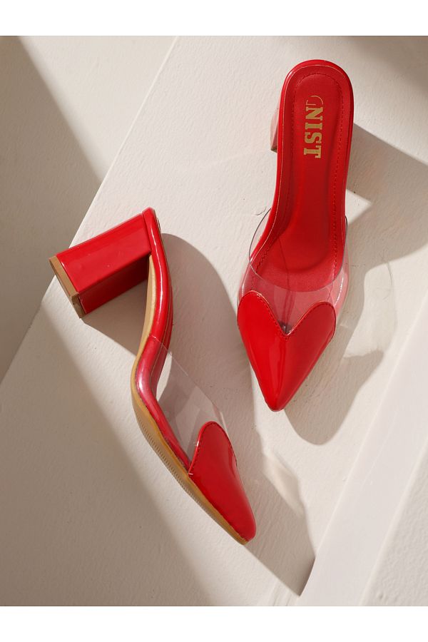 GNIST By Styli-Plain Pointed Toe Block Heel Mules 1