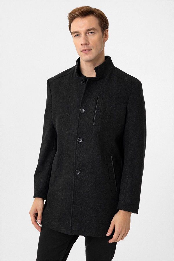 SÜVARİ-Regular Pattern Armure Pattern Quality Large Size Cashmere Coat 1