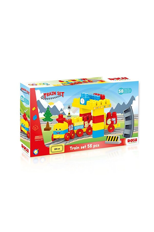 SPOR35 Eğitici Oyuncaklar 5081 Tren Yol Blok Seti 58 Parça Kız Erkek Çocuk Oyuncak Eğitici Oyuncaklar