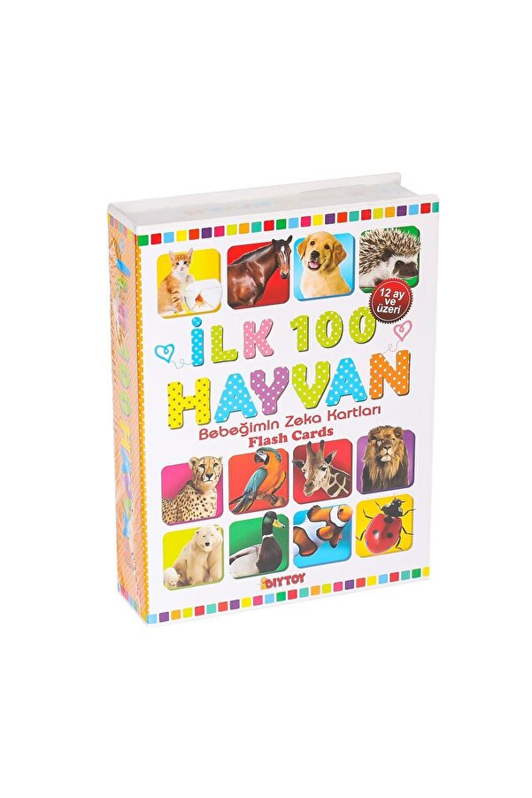 paraply 1741 Flash Card İlk 100 Hayvanlar Eğitici Kartlar -Dıytoy Kız Çocuk Erkek Çocuk Oyuncak Eğitici Oyun