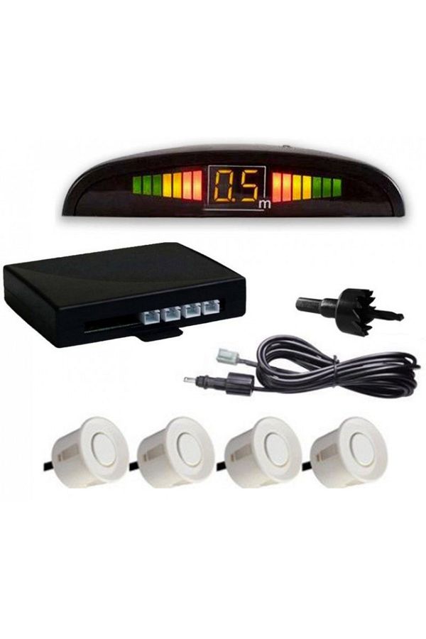 TECHSTAR-Set of car parking sensors, parktronic detector, radar display, monitor, 4 sensors, WHITE 1