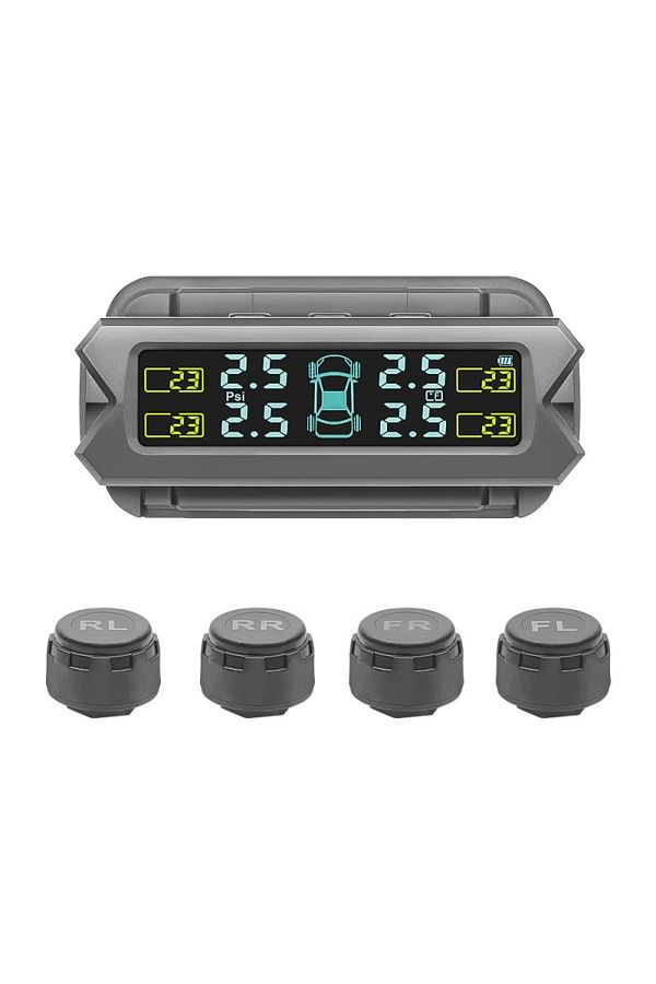 TECHSTAR-® Tire Pressure Monitoring System Tpms, Solar Charging, 4 External Sensors, Lcd Display 1