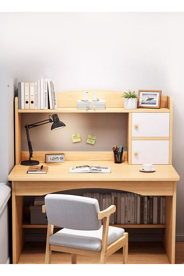 sharpdo-Bedroom Home Desk Computer Desk, Bookshelf Integrated Simple Study Table 100*48*113CM 1