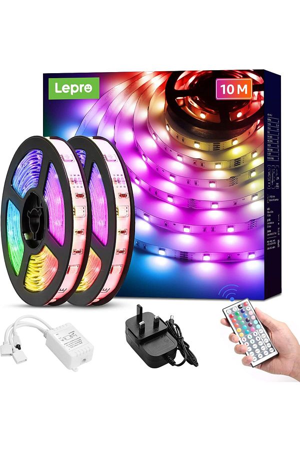 LEPRO-10M LED Strip Lights with Remote, Dimmable, RGB Colour Changing 1