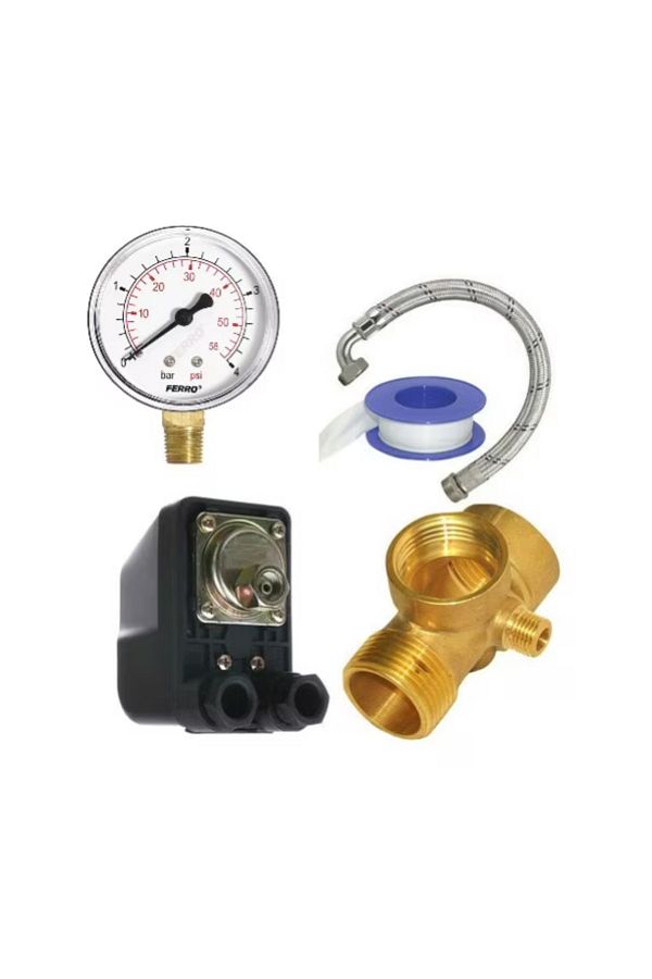 COBI SMART®-Hydrophore kit, pressure switch with union nut, pressure gauge, 5-way connection, 60 cm flexible connection, tape 1