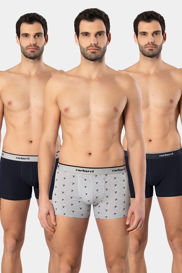 Cacharel-1339 Men's Patterned Lycra Boxer 3 Pack 1