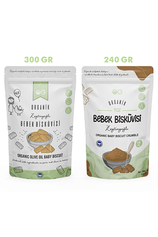 OG natural Organik Bebek Bisküvisi ve Bisküvi Tozu Seti +6 Ay